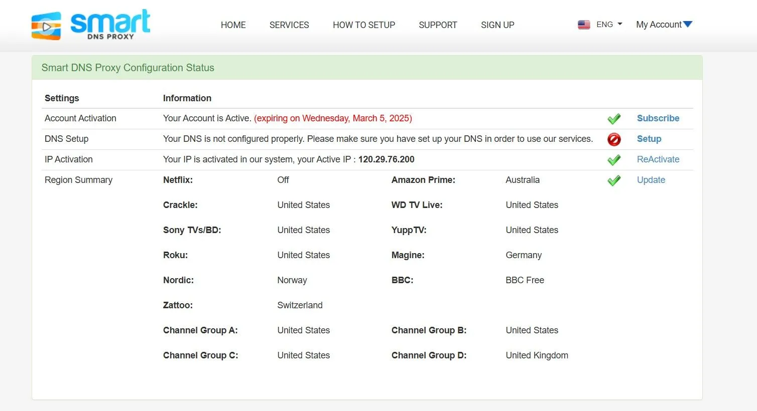 Giao diện trang web Smart DNS Proxy hiển thị form tạo tài khoản mới, bước đầu tiên để sử dụng dịch vụ bỏ chặn địa lý.