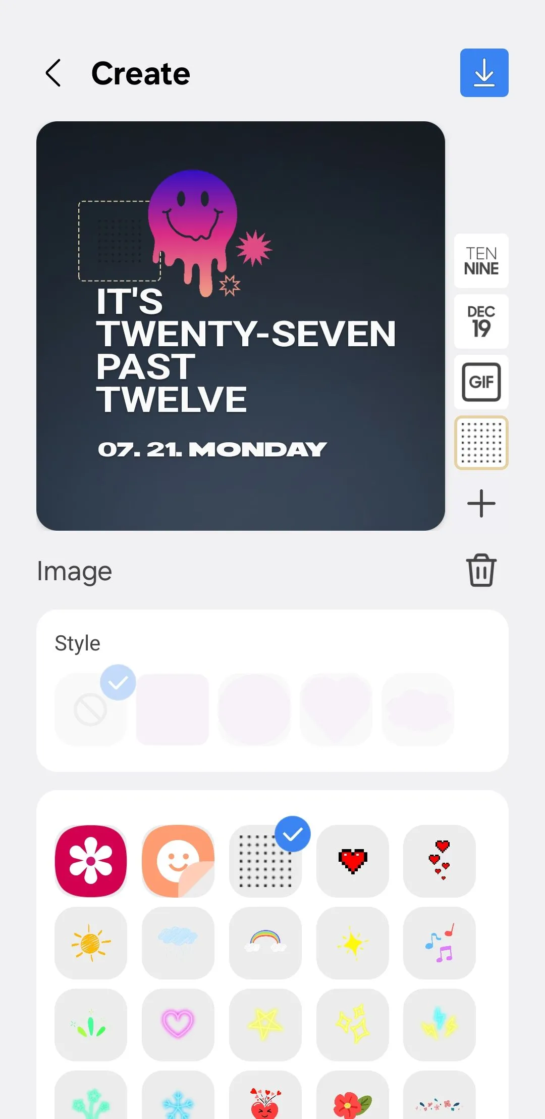 Giao diện tùy chỉnh Always On Display (AOD) trong ứng dụng ClockFace trên Samsung Galaxy