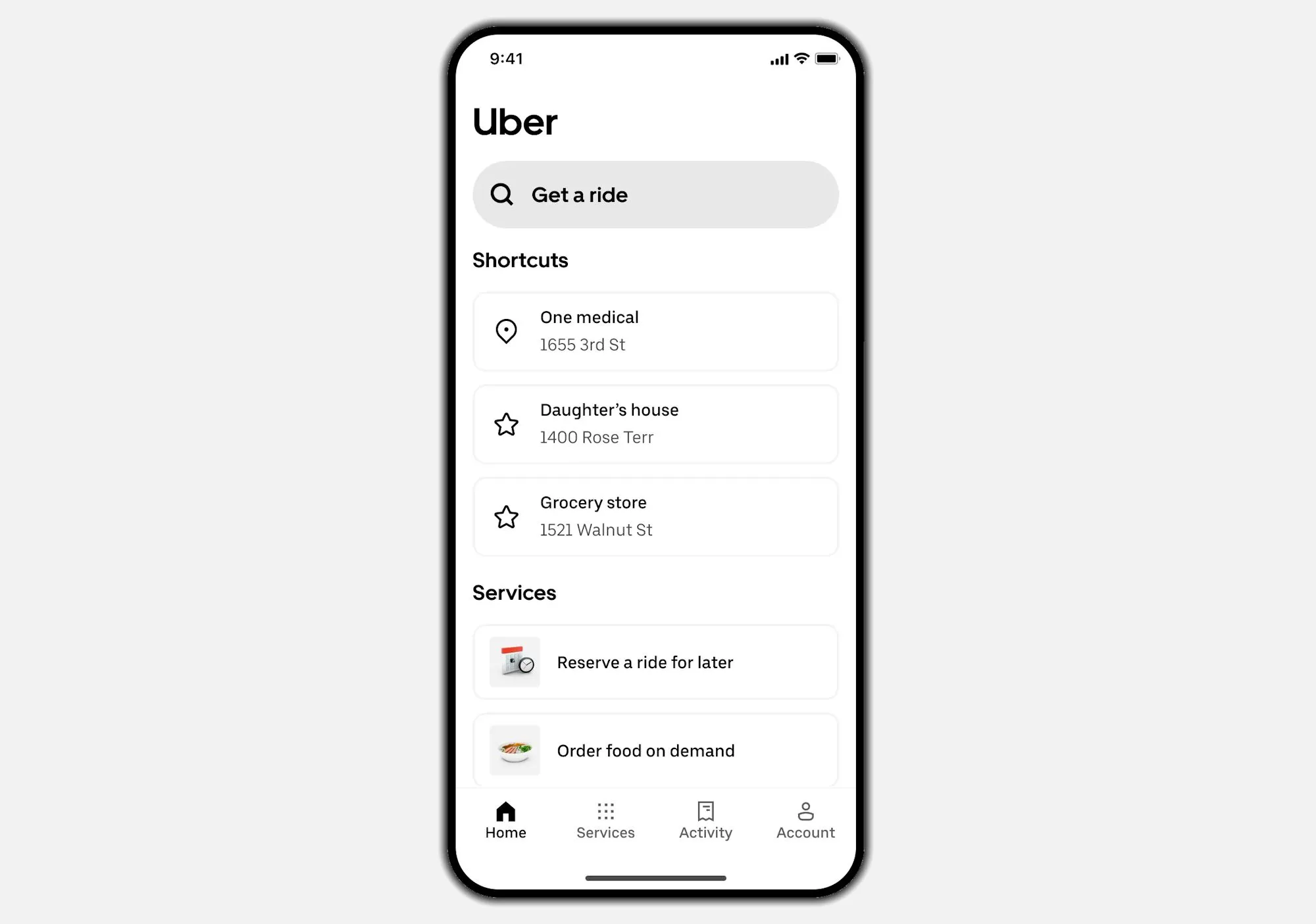 Giao diện Uber đơn giản hóa với chữ lớn và ít nút hơn