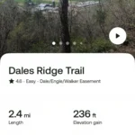 Giao diện ứng dụng AllTrails hiển thị chi tiết đường mòn và thông tin lộ trình