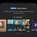 Giao diện ứng dụng di động TeraBox hiển thị hạn chế tải lên video cho người dùng miễn phí