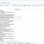 Giao diện ứng dụng Google Sheets hiển thị nhật ký theo dõi thời gian buổi sáng thứ Hai với các cột Thời gian và Hoạt động