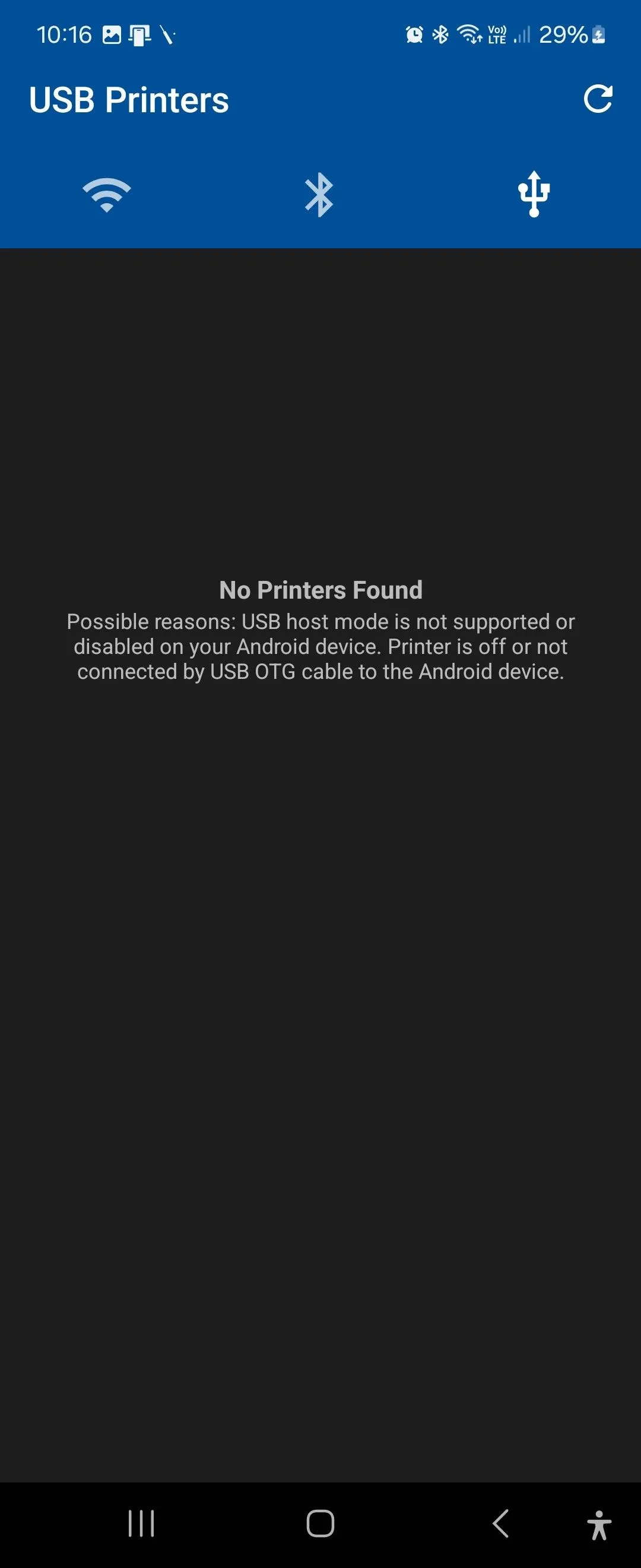 Giao diện ứng dụng NokoPrint trên Android với các tùy chọn in ảnh, tài liệu và trang web hữu ích