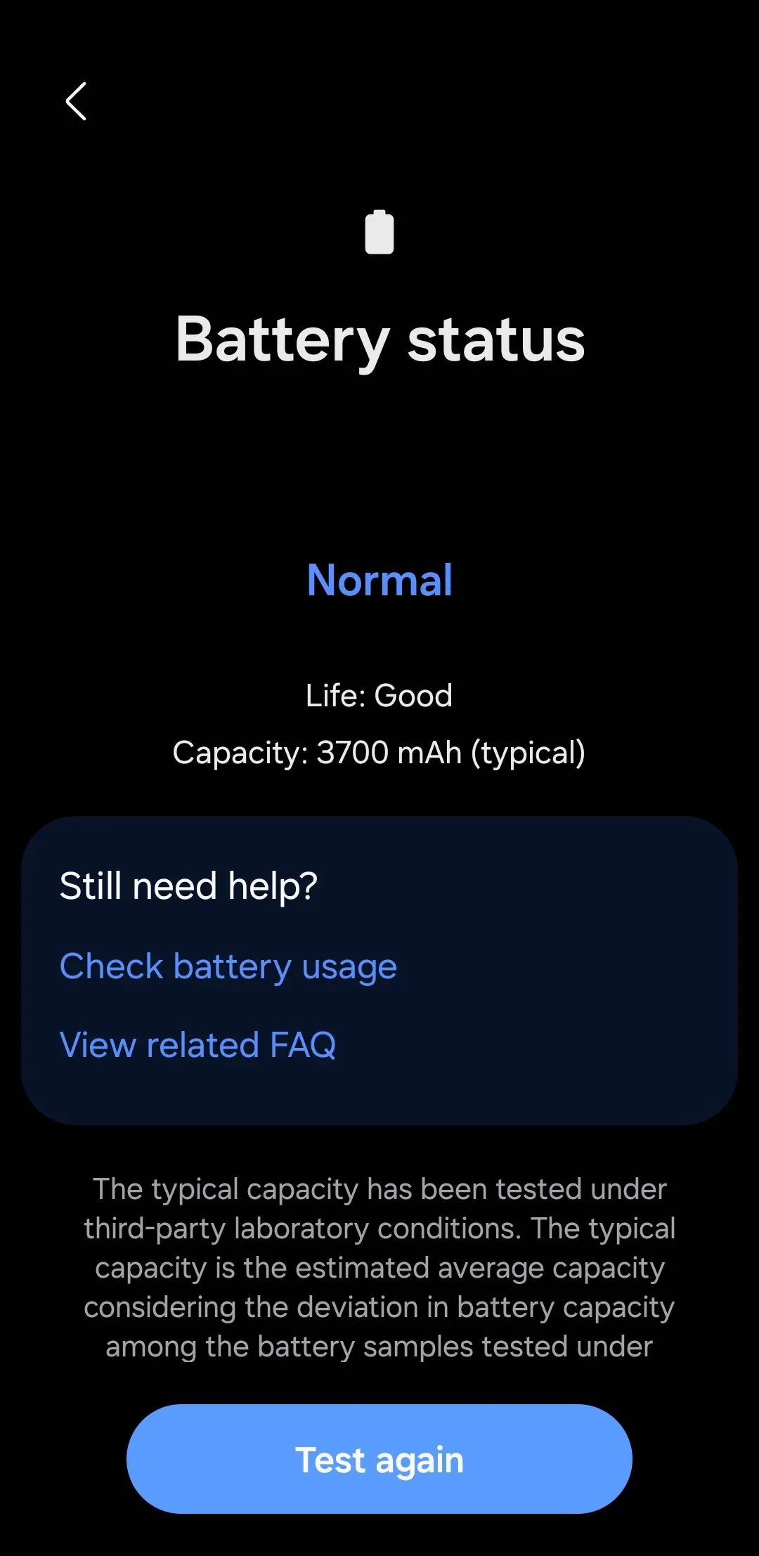 Giao diện ứng dụng Samsung Members hiển thị tình trạng pin điện thoại Galaxy