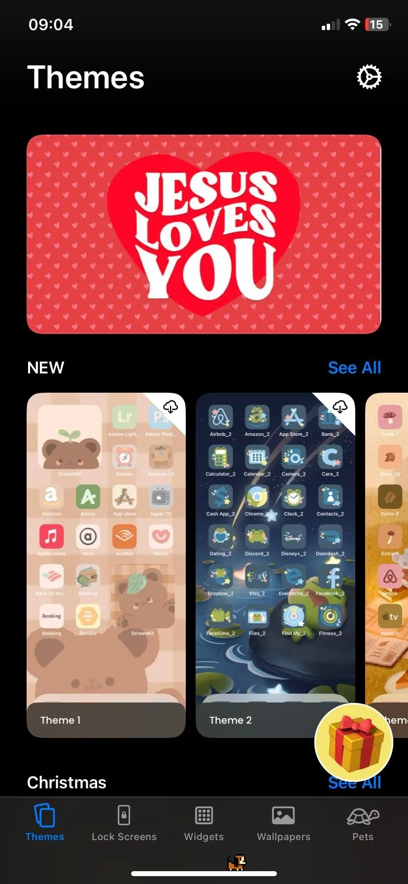 Giao diện ứng dụng ScreenKit với các chủ đề và gói biểu tượng đẹp mắt