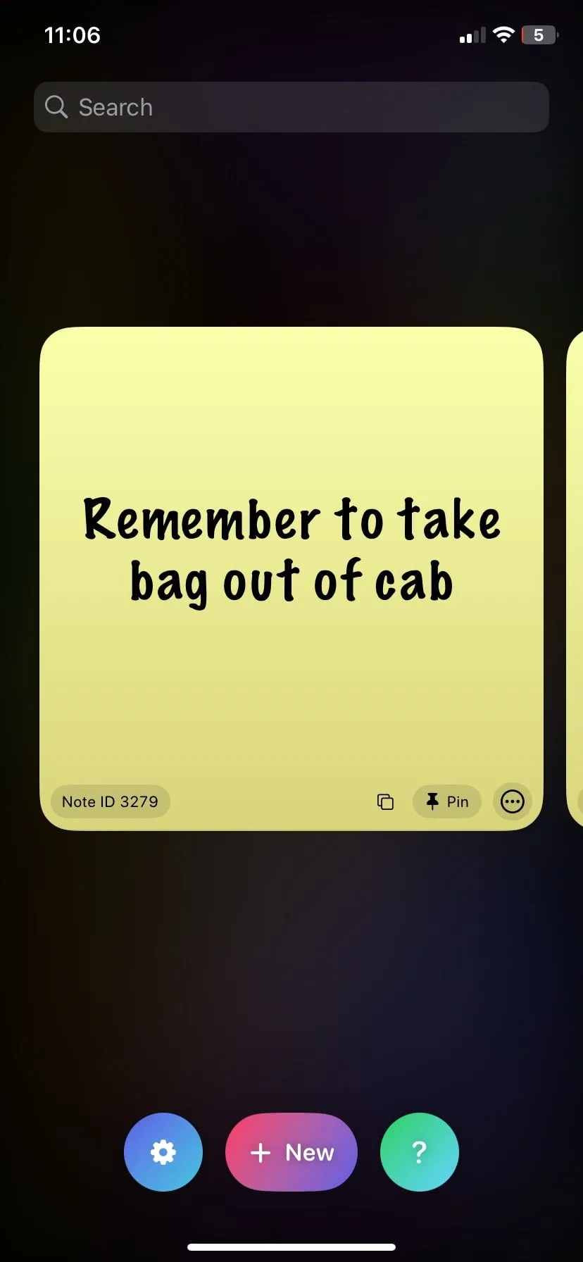 Giao diện ứng dụng Sticky Widgets để tạo và quản lý ghi chú dán
