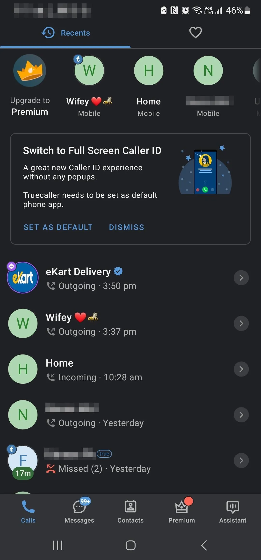 Giao diện ứng dụng Truecaller trên Android hiển thị lịch sử cuộc gọi với thông tin nhận diện