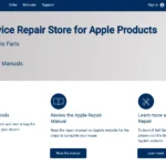 Giao diện website chương trình Tự sửa chữa của Apple, nơi cung cấp linh kiện và hướng dẫn sửa chữa chính hãng cho iPad.