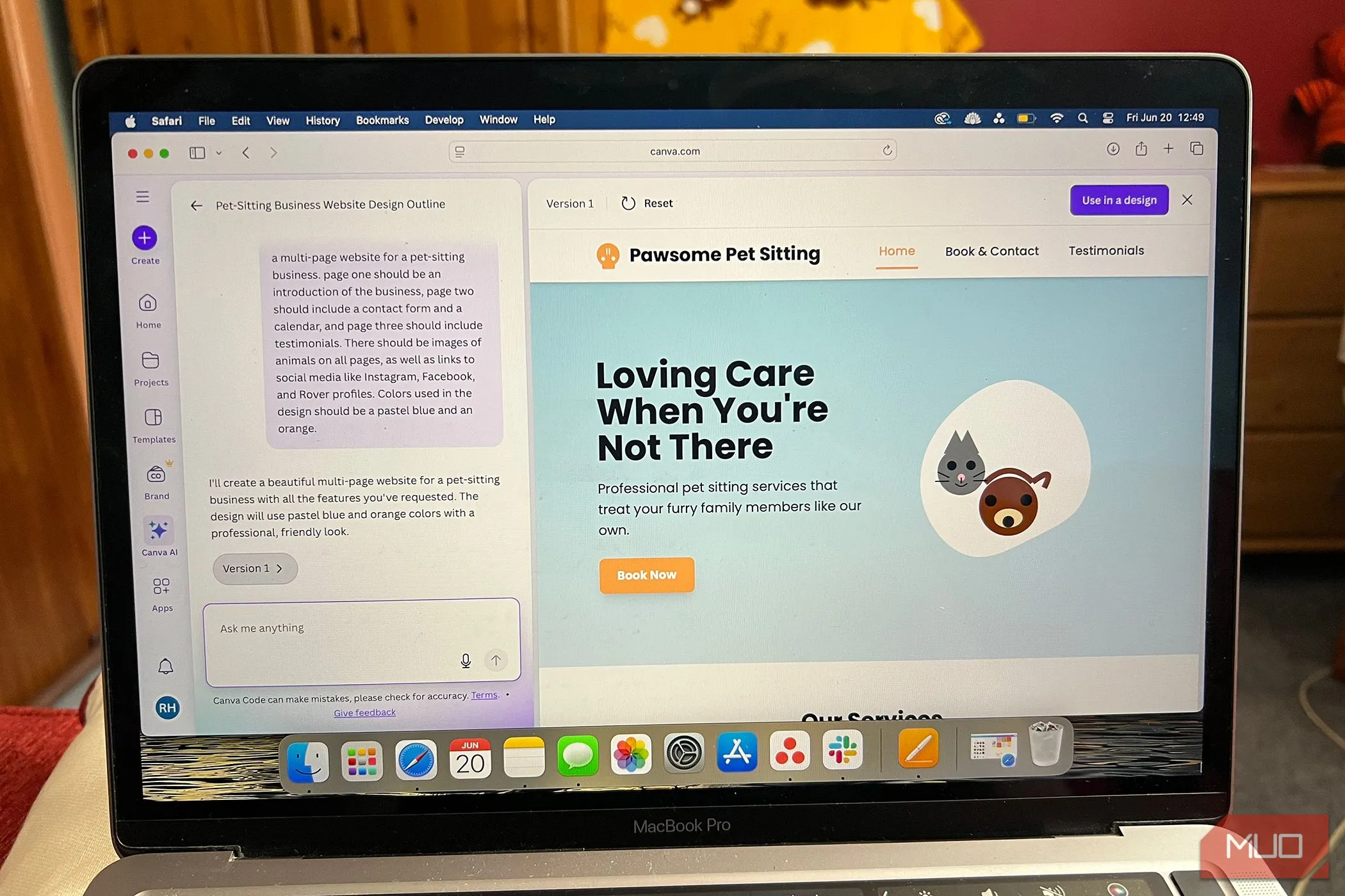 Giao diện website hoàn chỉnh được tạo tự động bởi Canva Codes, minh họa tiềm năng thiết kế nhanh chóng từ công nghệ AI.