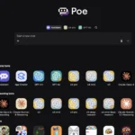 Giao diện website Poe AI trên máy tính hiển thị các mô hình chatbot đa dạng