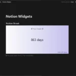 Giao diện widget Notion Streak hiển thị số ngày làm việc liên tục trên Notion