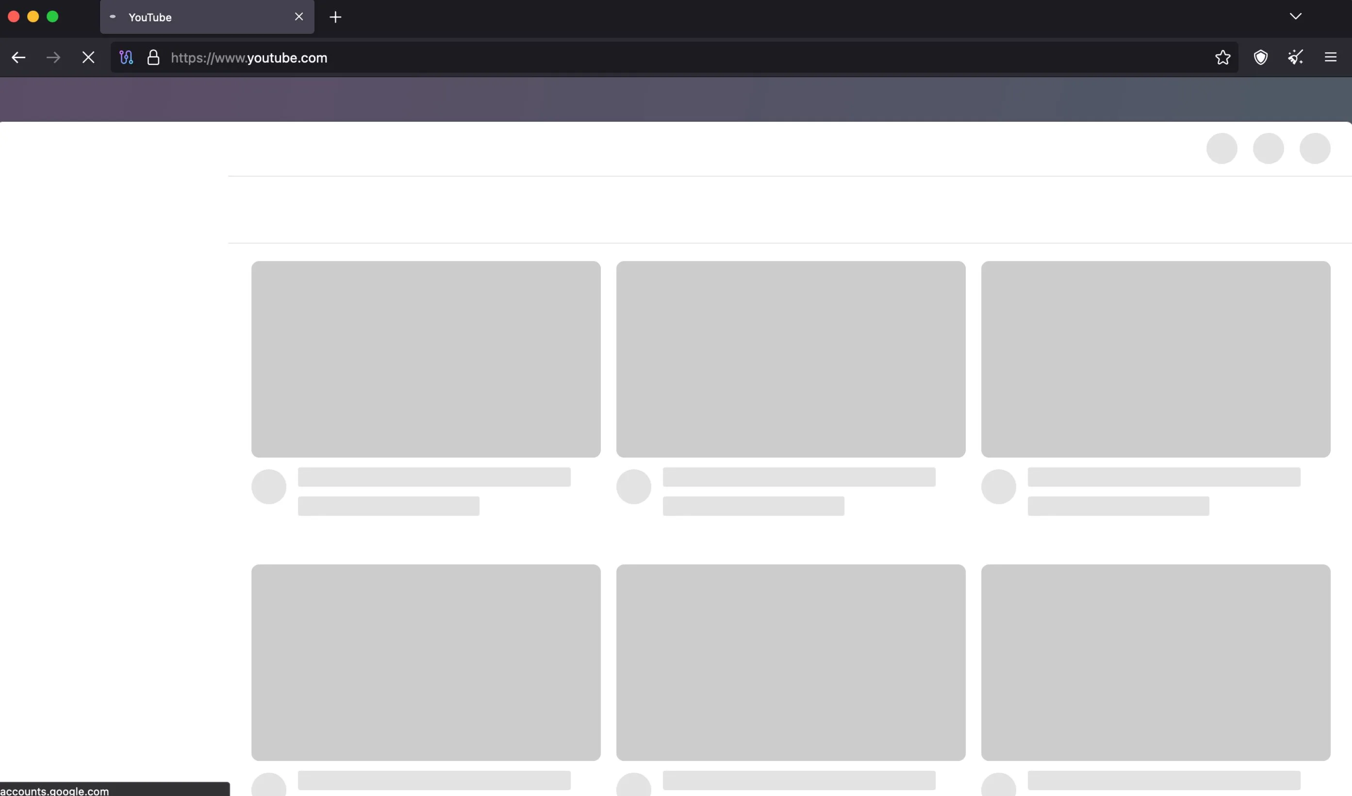 Giao diện YouTube tải chậm trên trình duyệt Tor