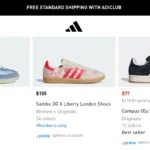Giày thể thao Adidas của nữ với logo Prime xuất hiện bên dưới