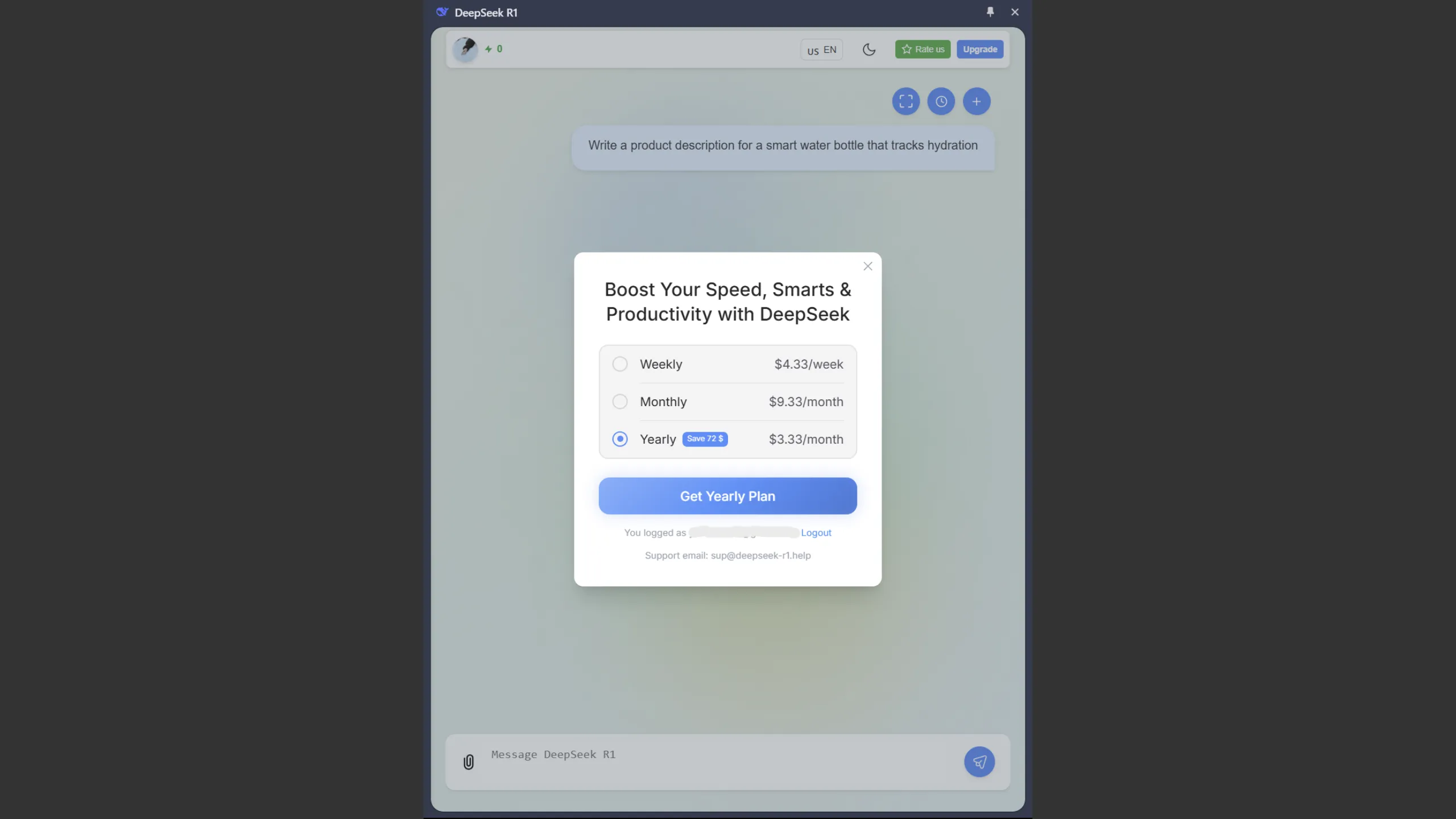 Gói thành viên cao cấp và thông tin giá cả của tiện ích DeepSeek R1 cho Chrome