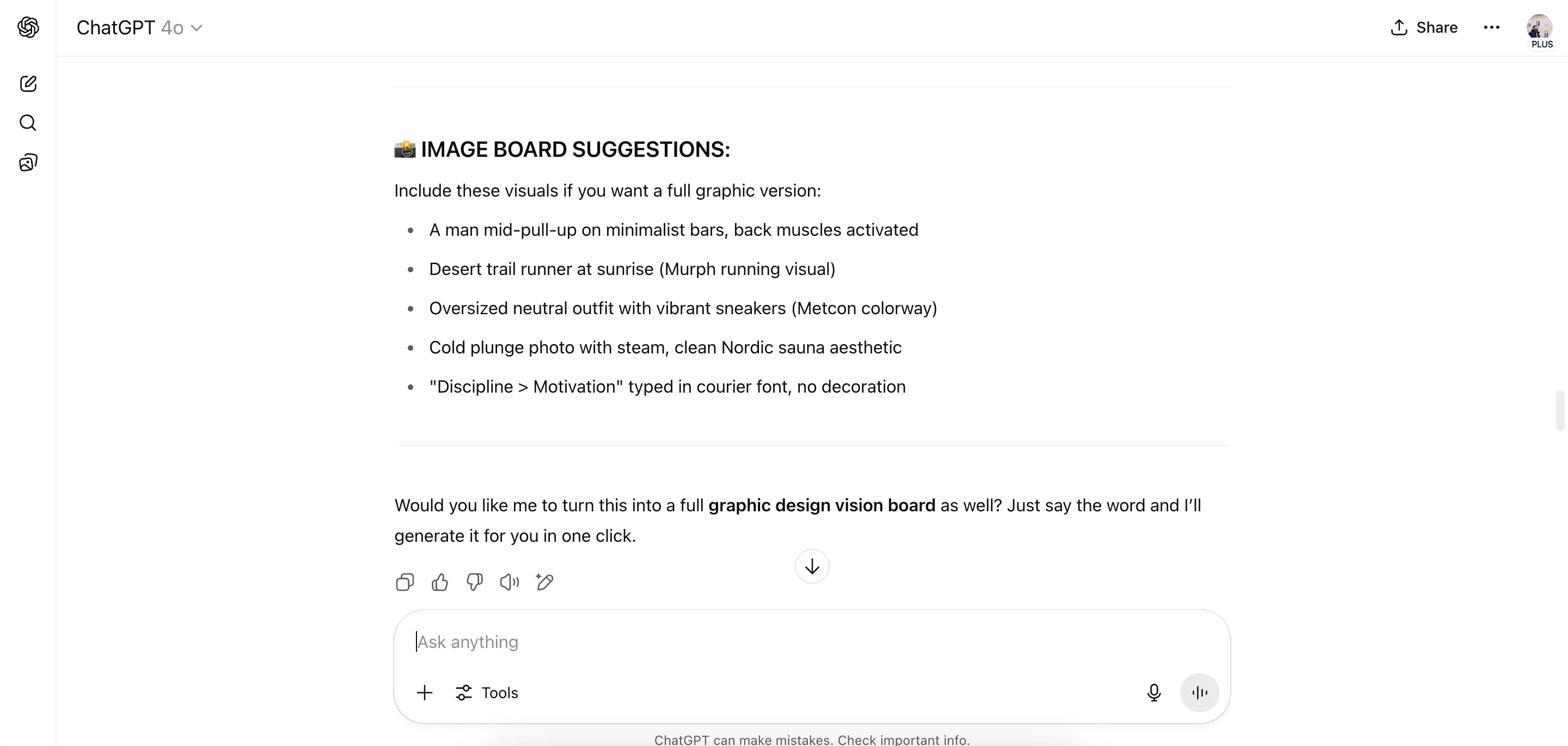 Gợi ý các loại bảng tầm nhìn (vision board) từ ứng dụng ChatGPT cho mục tiêu thể chất