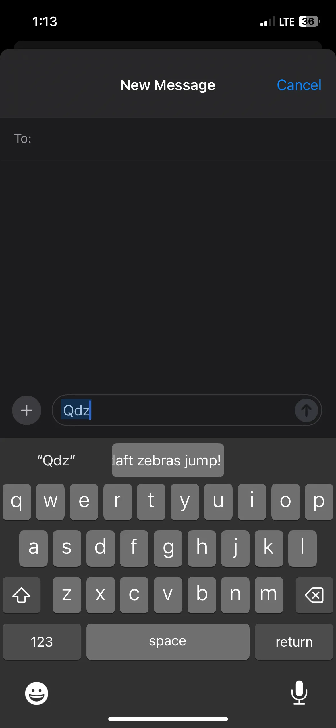 Gợi ý thay thế văn bản xuất hiện khi nhập mã phím tắt đã tạo trên iPhone.