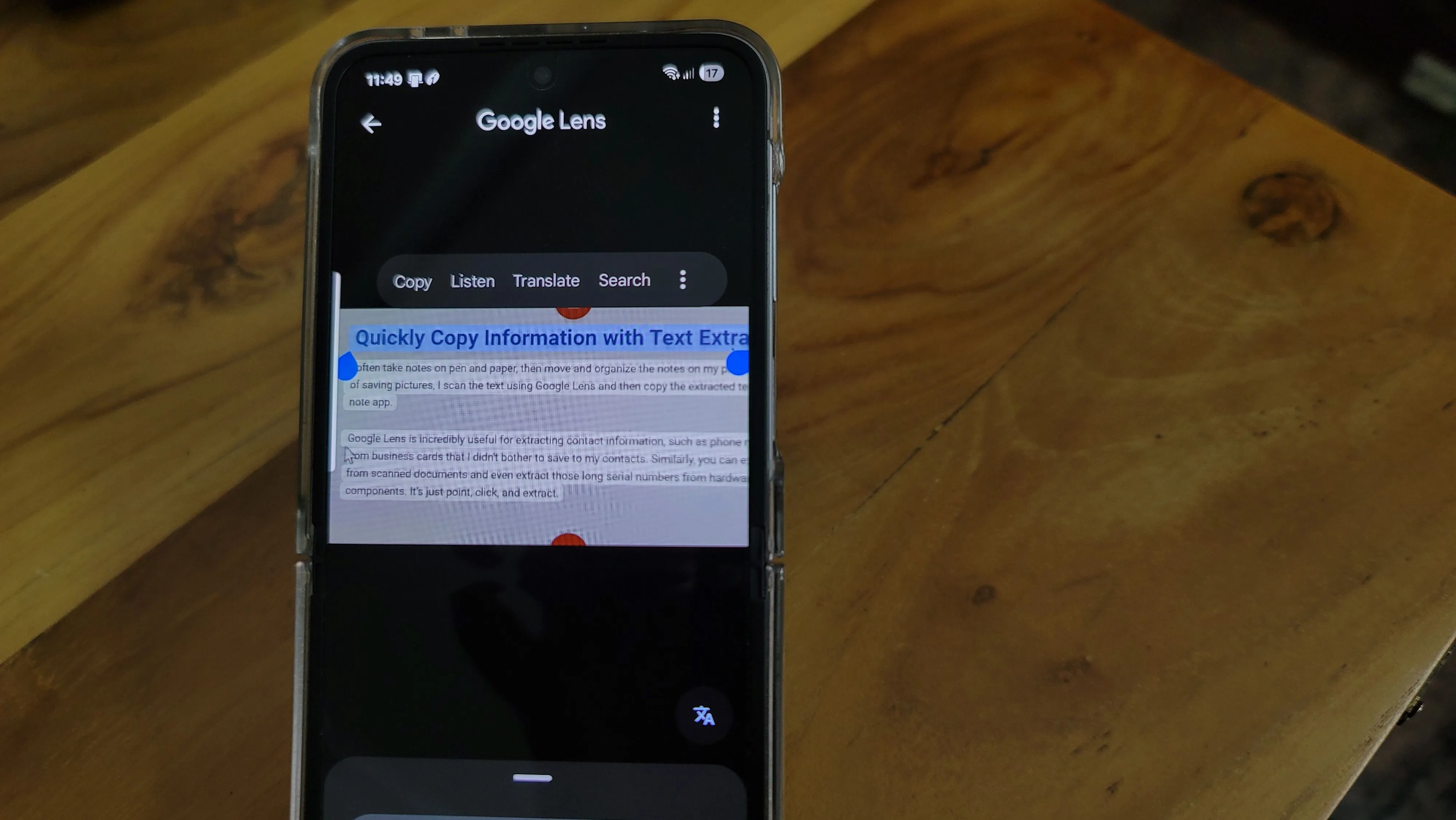 Google Lens trích xuất thông tin văn bản từ hình ảnh