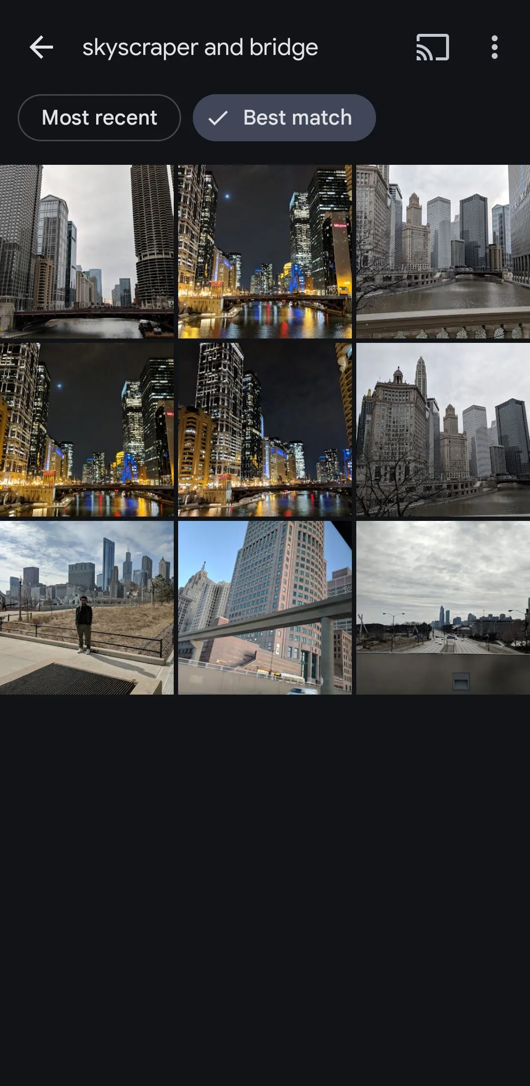 Google Photos hiển thị ảnh có tòa nhà chọc trời và cầu