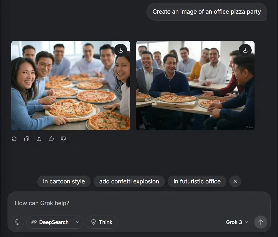 grok tao anh tiec pizza