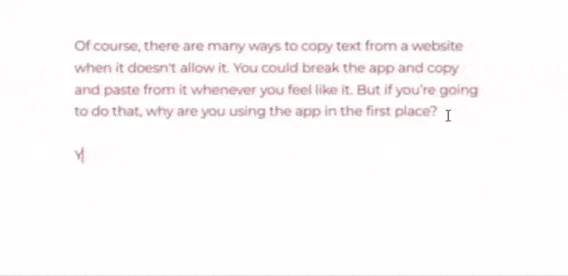 Hiệu ứng văn bản chuyển sang màu đỏ và mờ dần trong The Most Dangerous Writing App, thể hiện áp lực thời gian khi người dùng ngừng gõ phím.