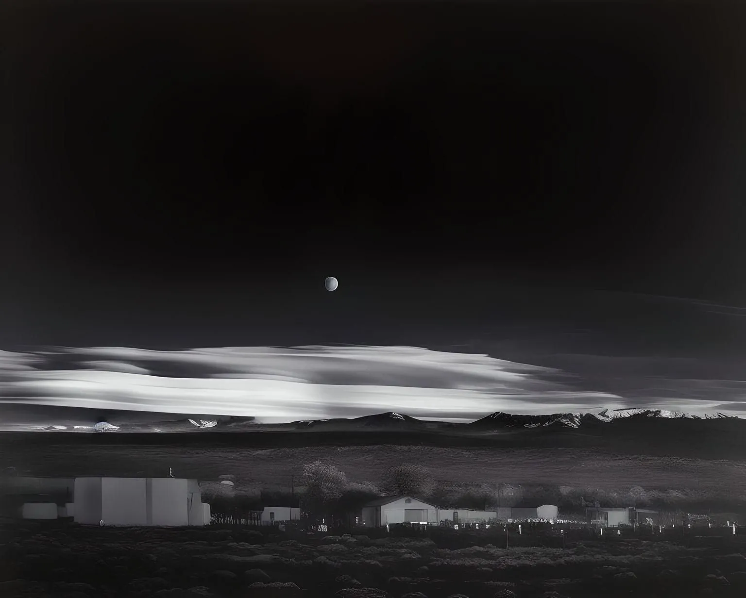 Hình ảnh Fotor AI tái tạo phong cảnh của Ansel Adams từ ảnh gốc, nhưng thiếu chi tiết