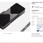 Hình ảnh minh họa một listing lừa đảo card đồ họa RTX 5090 với giá niêm yết.