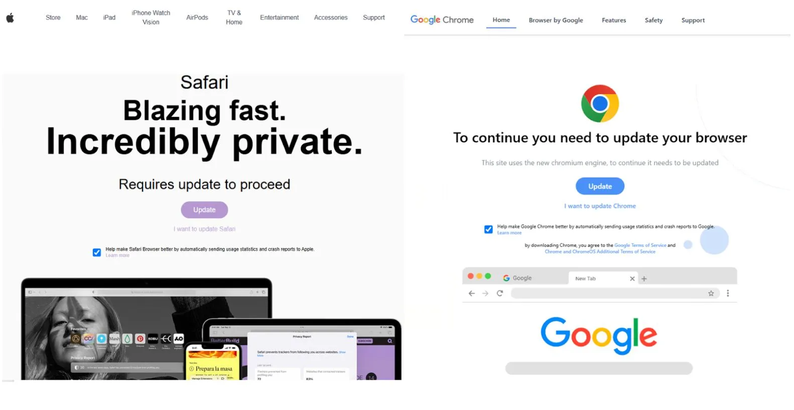 Hình ảnh minh họa pop-up cập nhật trình duyệt Safari giả mạo của mã độc FrigidStealer trên macOS.