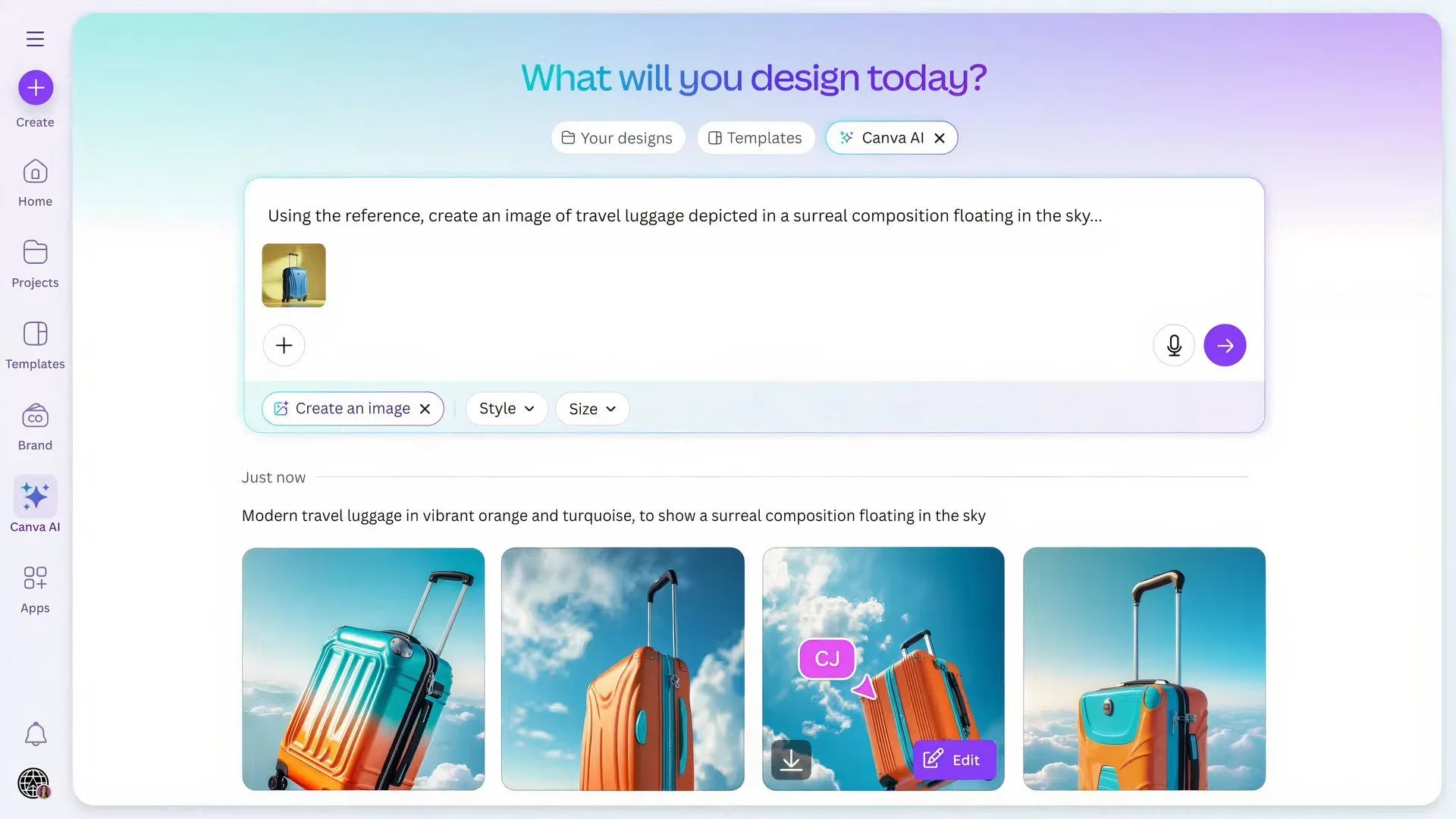 Hình ảnh minh họa tính năng Create an Image, tạo ảnh từ nội dung hiện có.