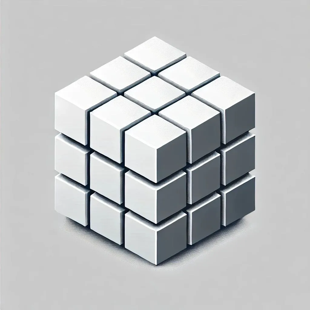 Hình ảnh một khối lập phương, giống khối Rubik, do AI tạo ra từ mô tả về hình học không gian.