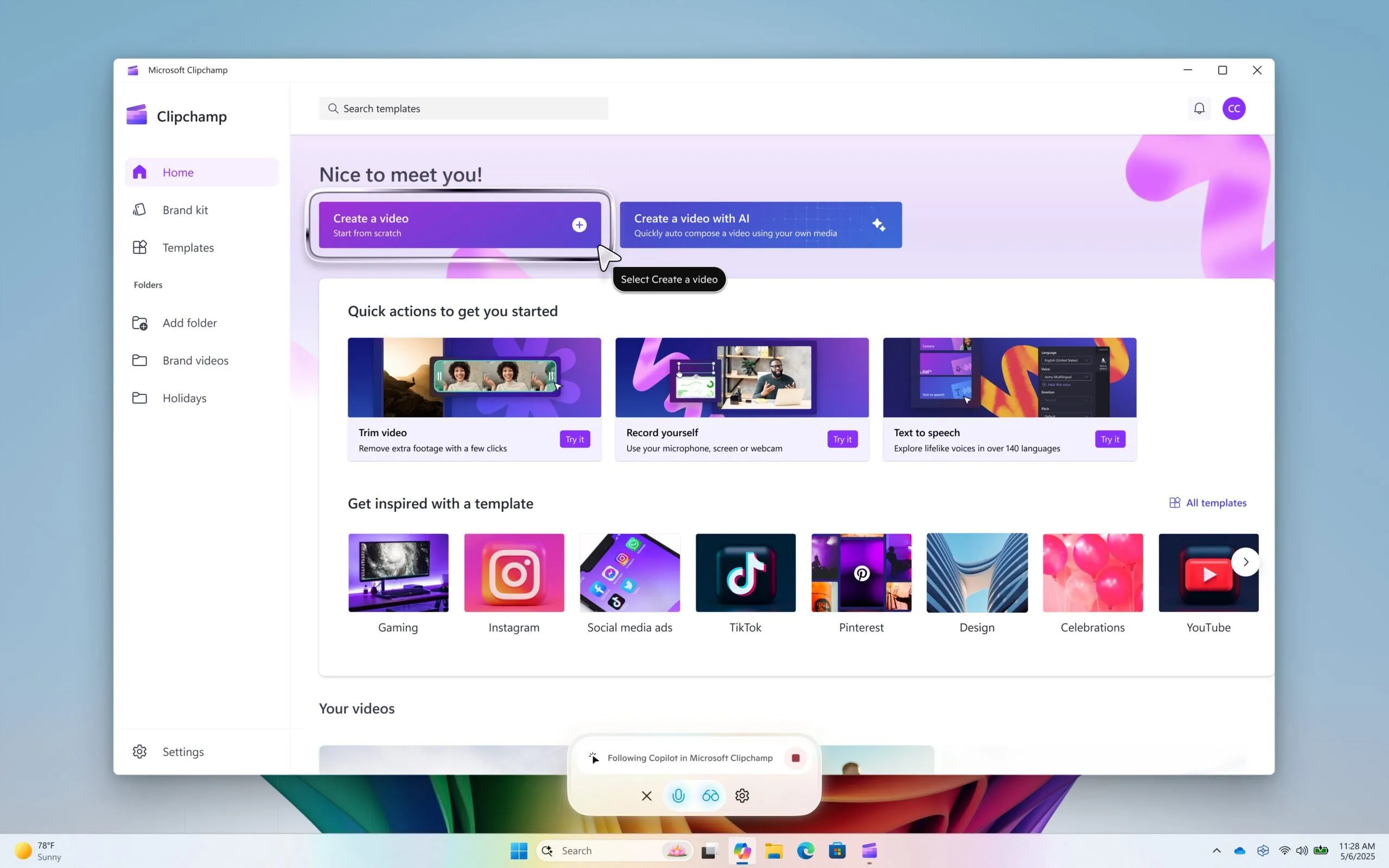 Hình ảnh tính năng Copilot Highlights đang hoạt động trên Windows 11, hiển thị Copilot hướng dẫn người dùng qua các bước trong ứng dụng cài đặt