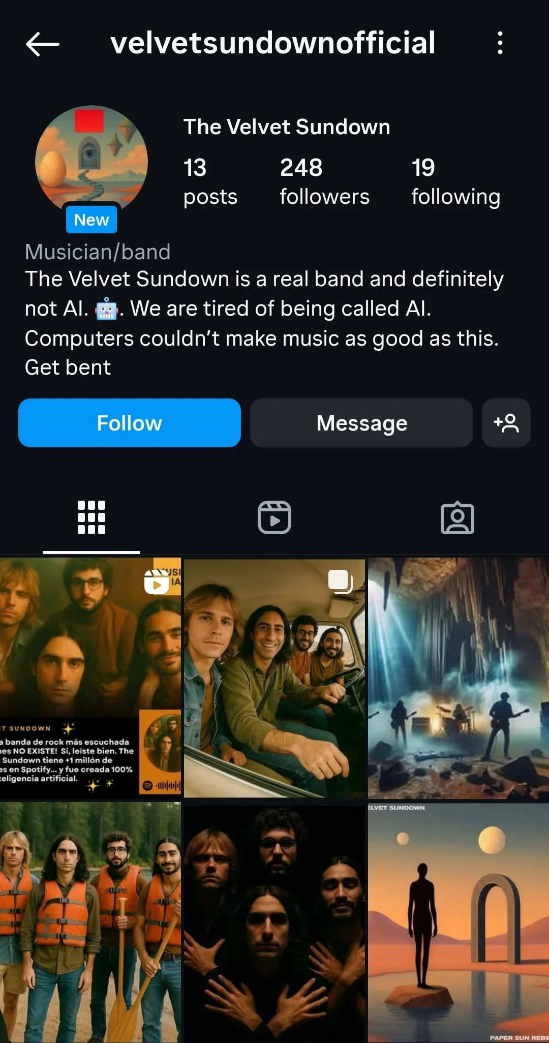 Hồ sơ Instagram của dự án nhạc AI The Velvet Sundown