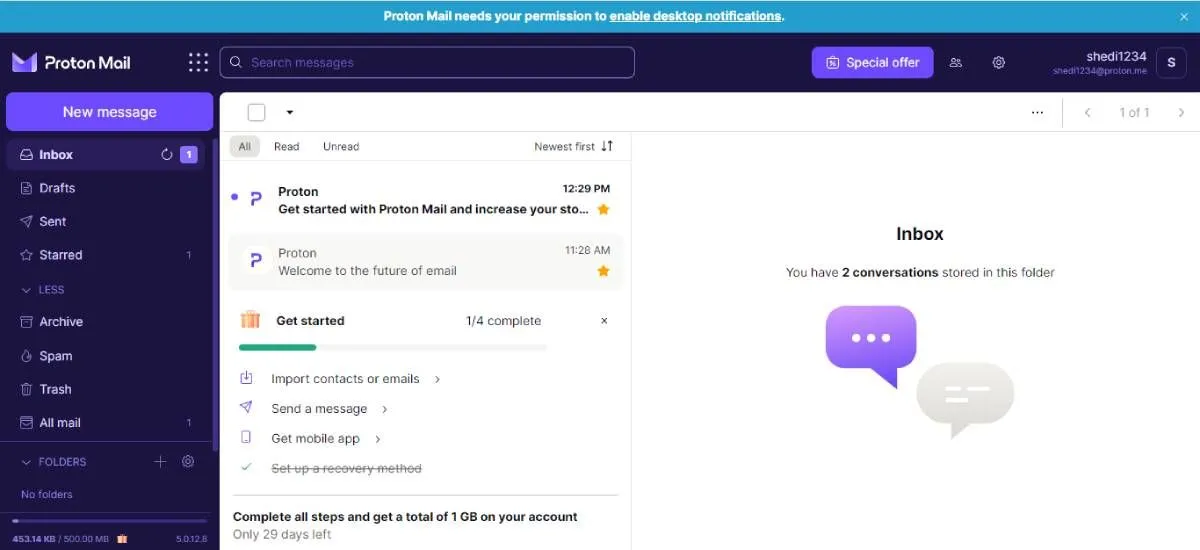 Hộp thư đến Proton Mail