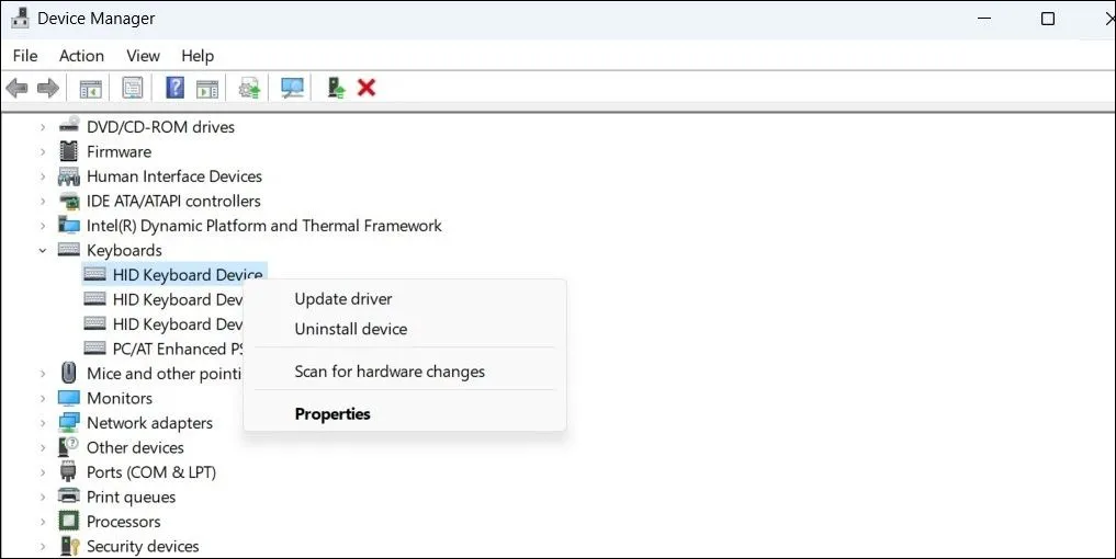 Hướng dẫn cập nhật driver bàn phím trong Trình quản lý thiết bị của Windows