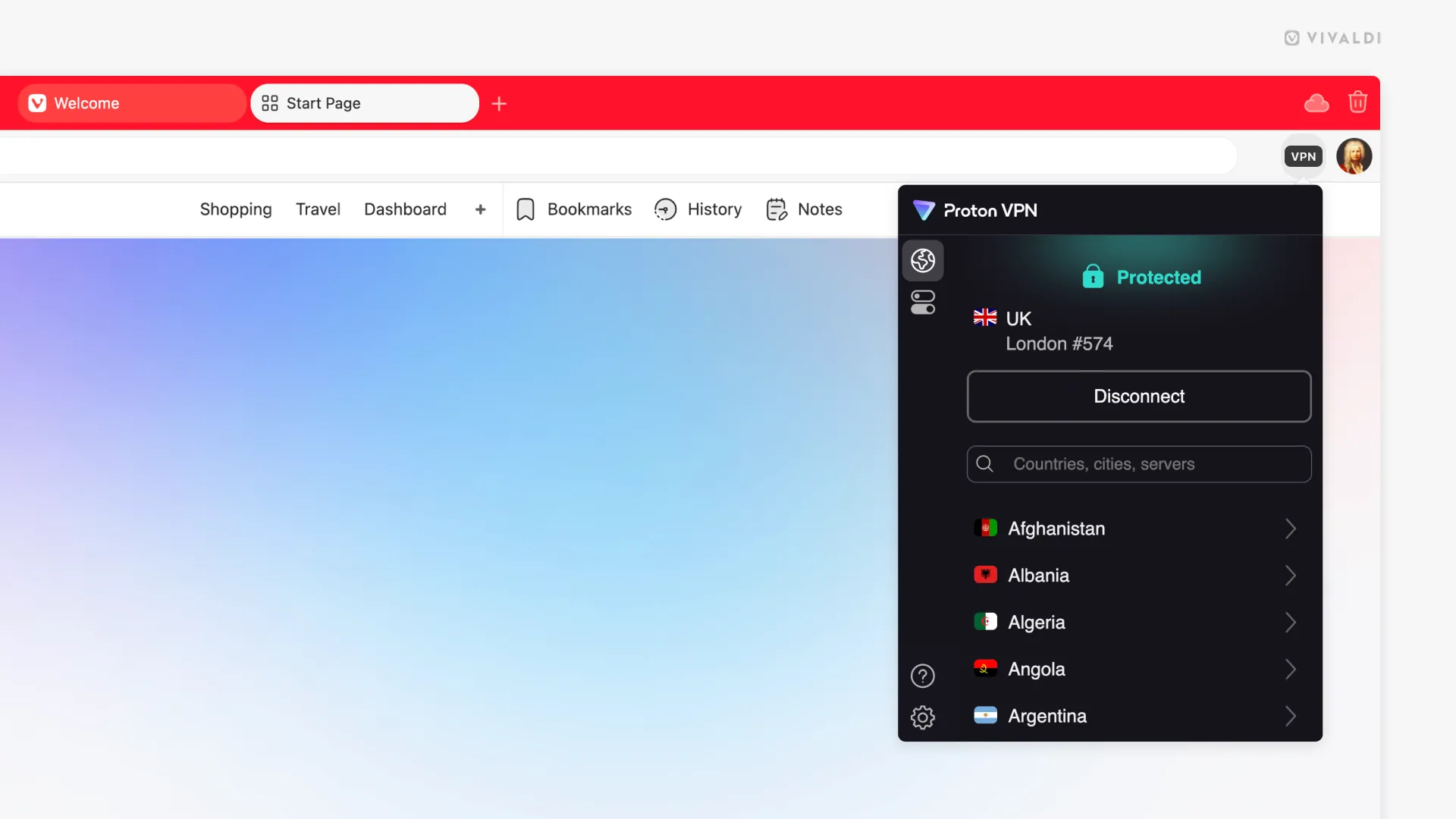 Hướng dẫn kết nối Proton VPN bằng trình duyệt Vivaldi