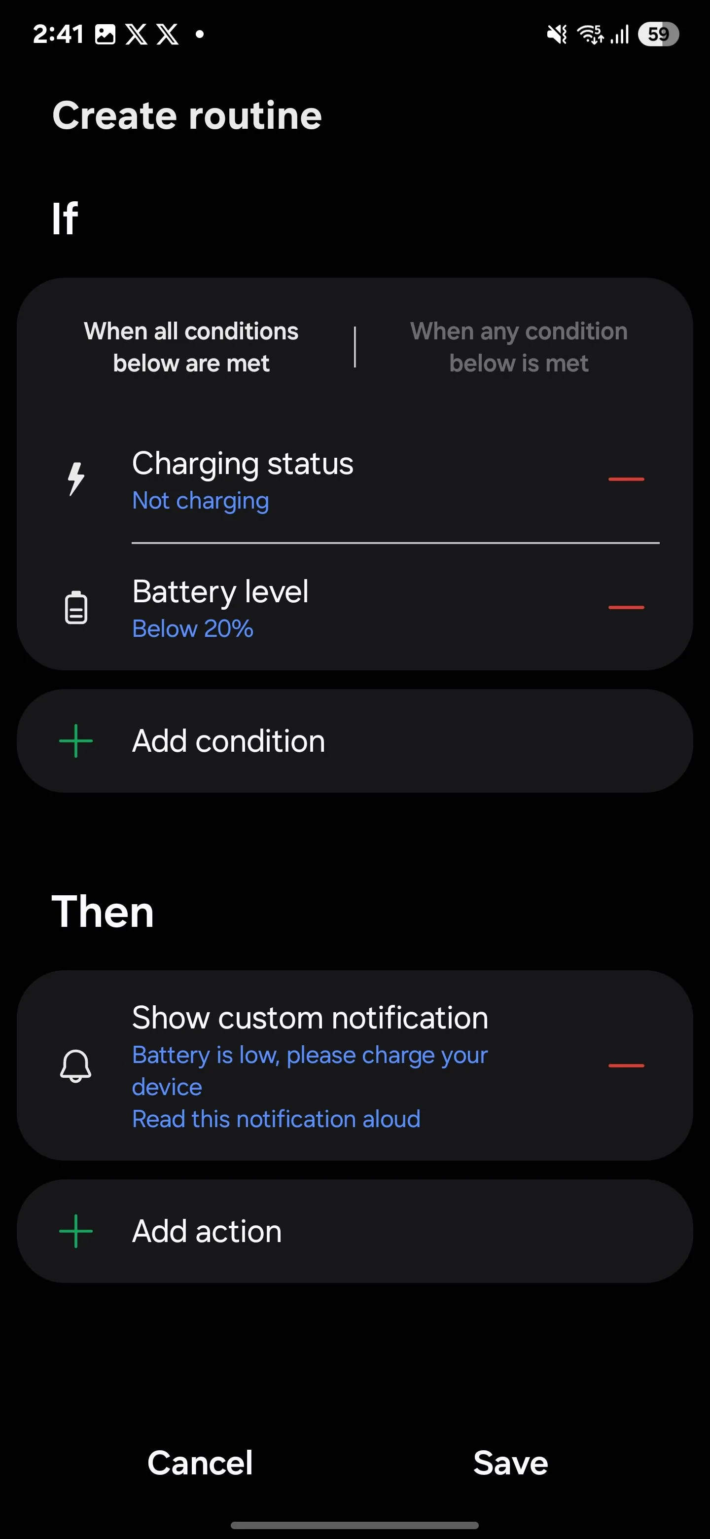 Hướng dẫn tạo thói quen Samsung Routines thông báo trạng thái pin