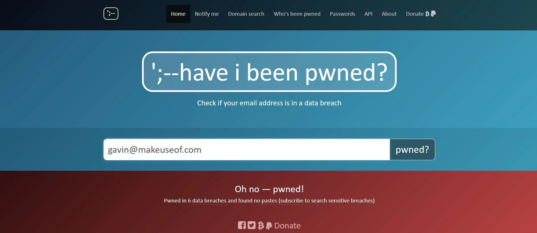 Kết quả kiểm tra mật khẩu bị lộ trên Have I Been Pwned hiển thị các tài khoản bị ảnh hưởng.