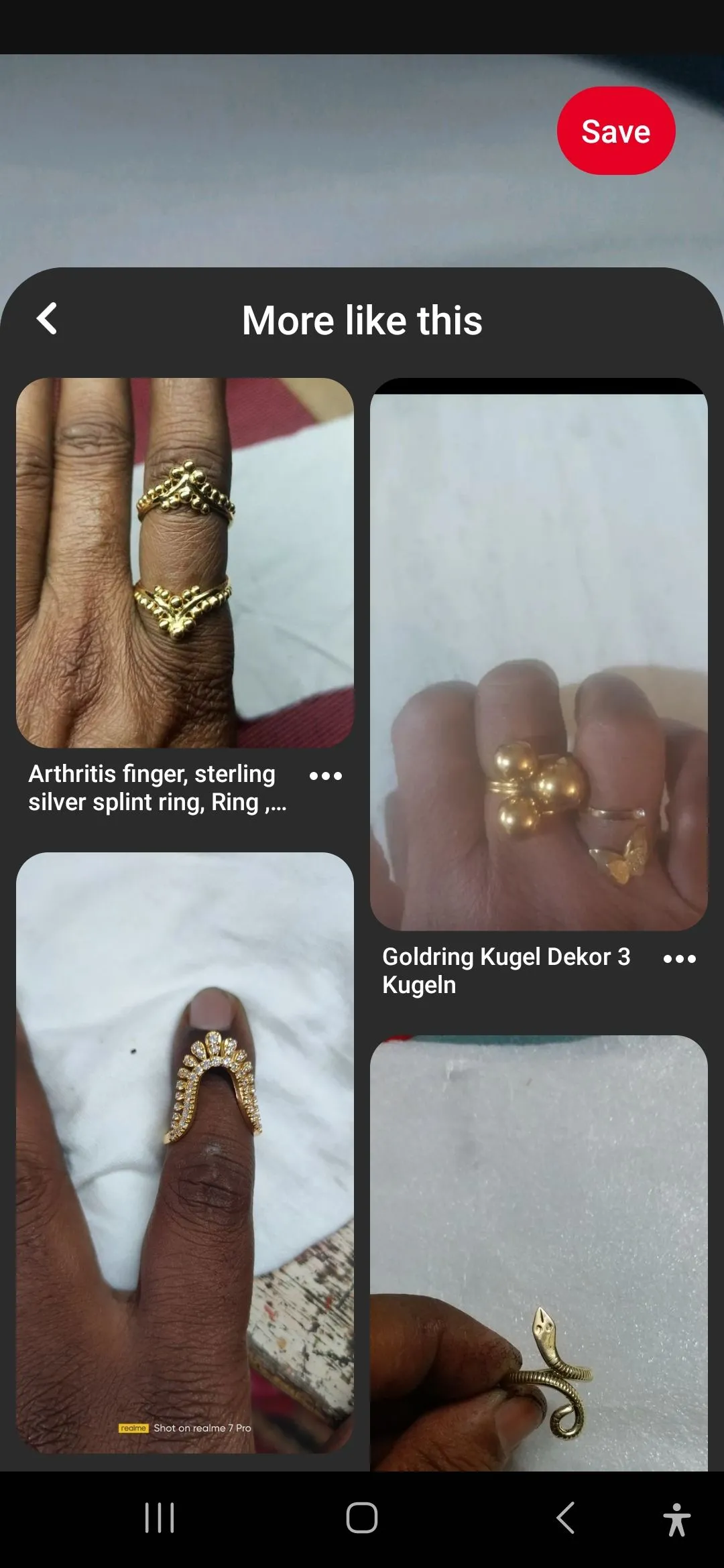 Kết quả từ tính năng tìm kiếm bằng hình ảnh trên Pinterest di động