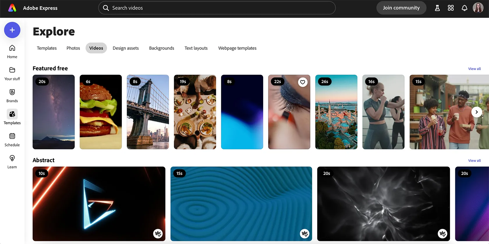 Kho tài nguyên video stock chất lượng cao từ Adobe Stock có sẵn trong Adobe Express