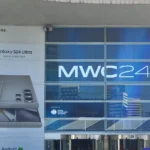 Không gian sảnh chính tại MWC, nơi hội tụ các thương hiệu công nghệ hàng đầu