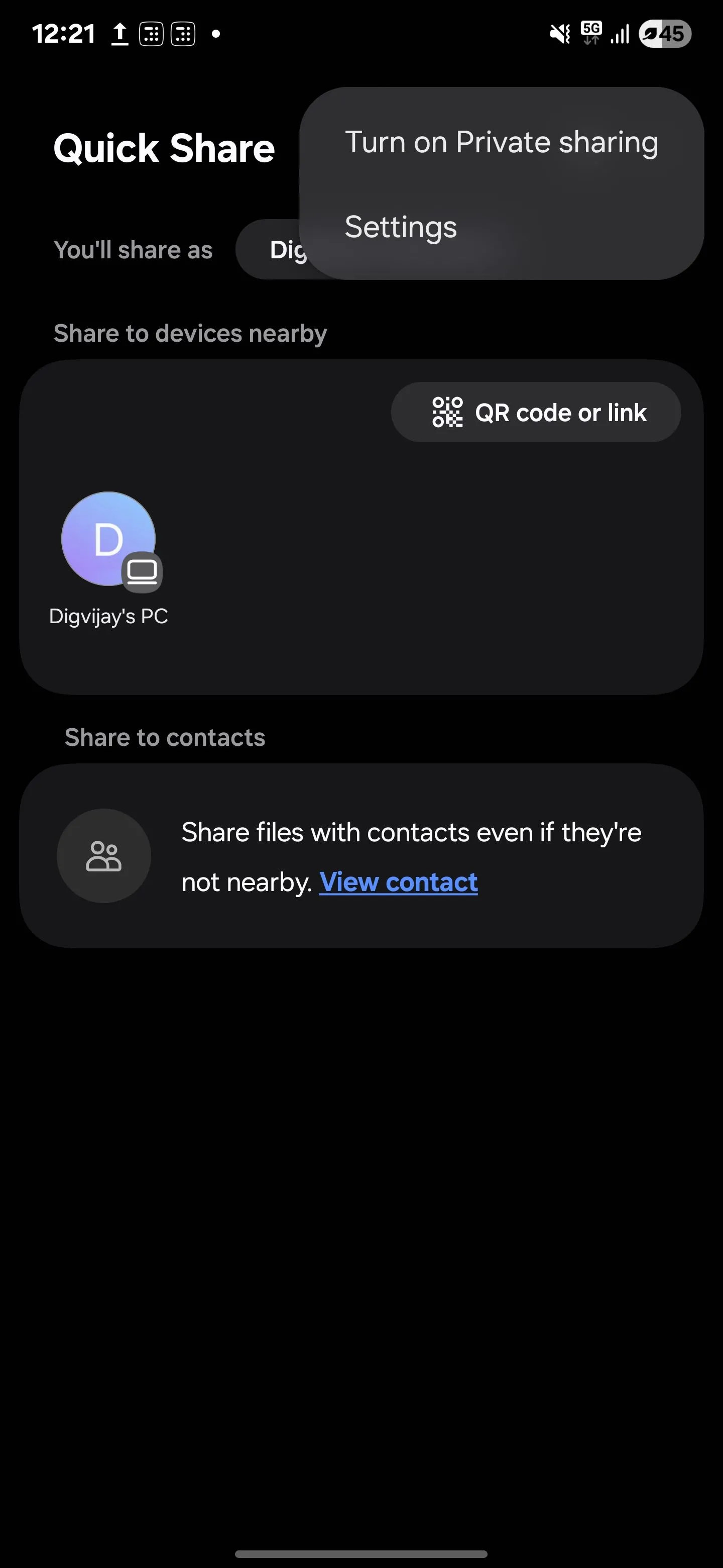 Kích hoạt tính năng Private Sharing trong Quick Share trên Samsung Galaxy