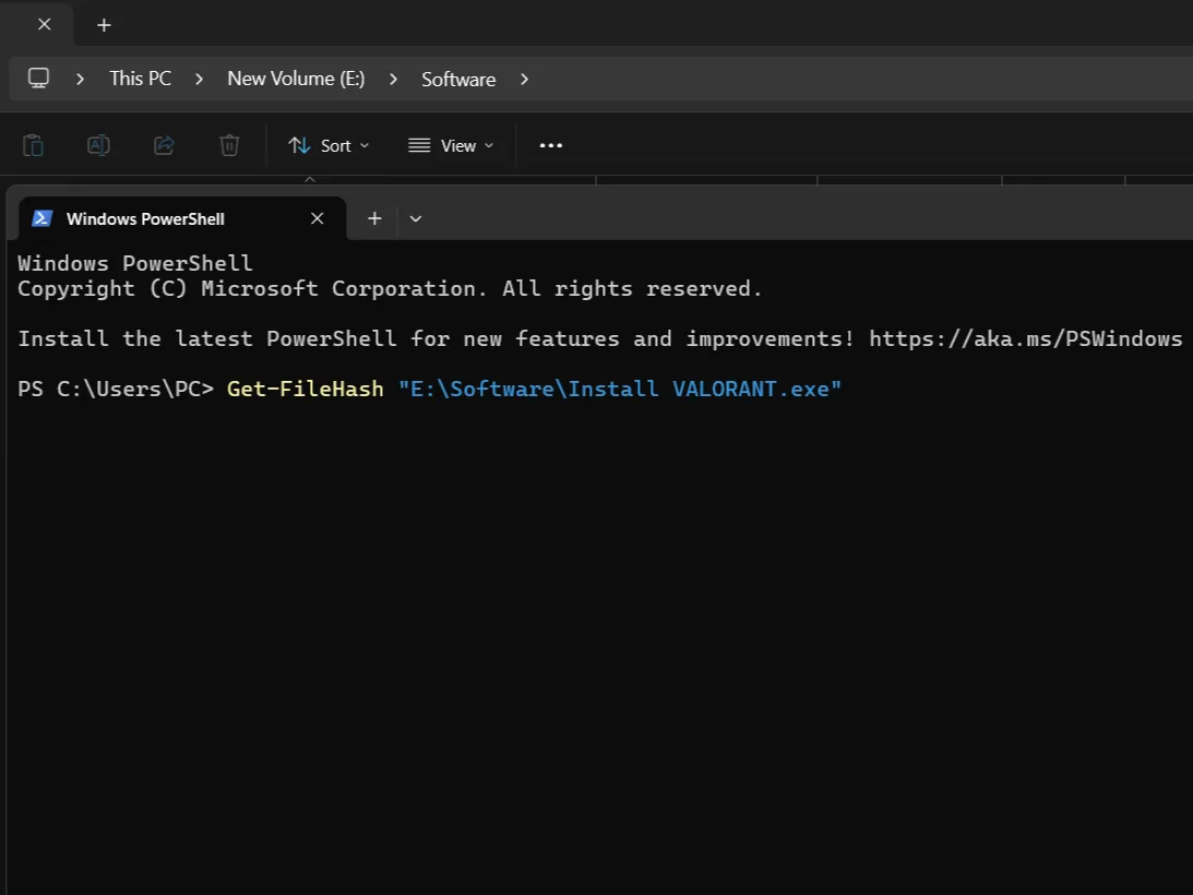 Lệnh Get-FileHash trong Windows PowerShell để lấy giá trị hàm băm của một tệp
