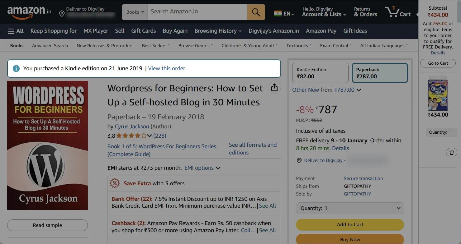 Lịch sử đơn hàng và các giao dịch mua sắm trên tài khoản Amazon của bạn
