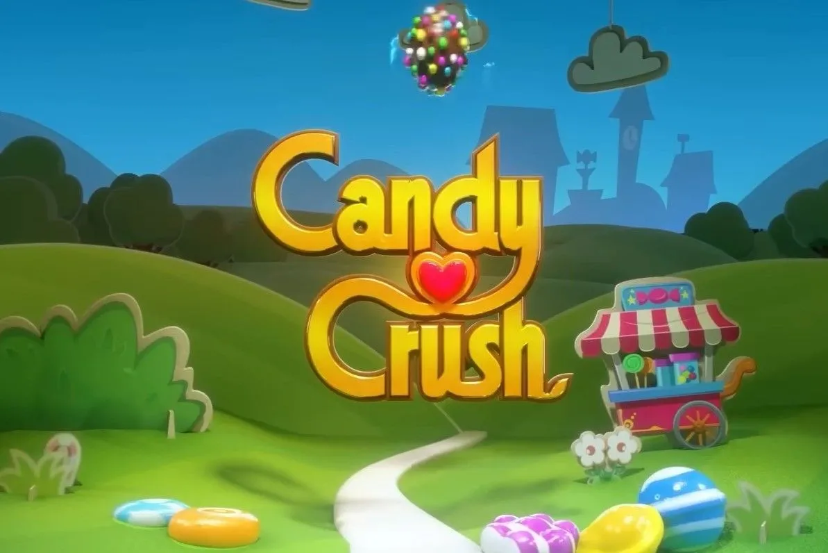Logo game Candy Crush Saga với nền xanh lá tươi vui, biểu tượng cho một trong những ứng dụng di động thu thập dữ liệu.