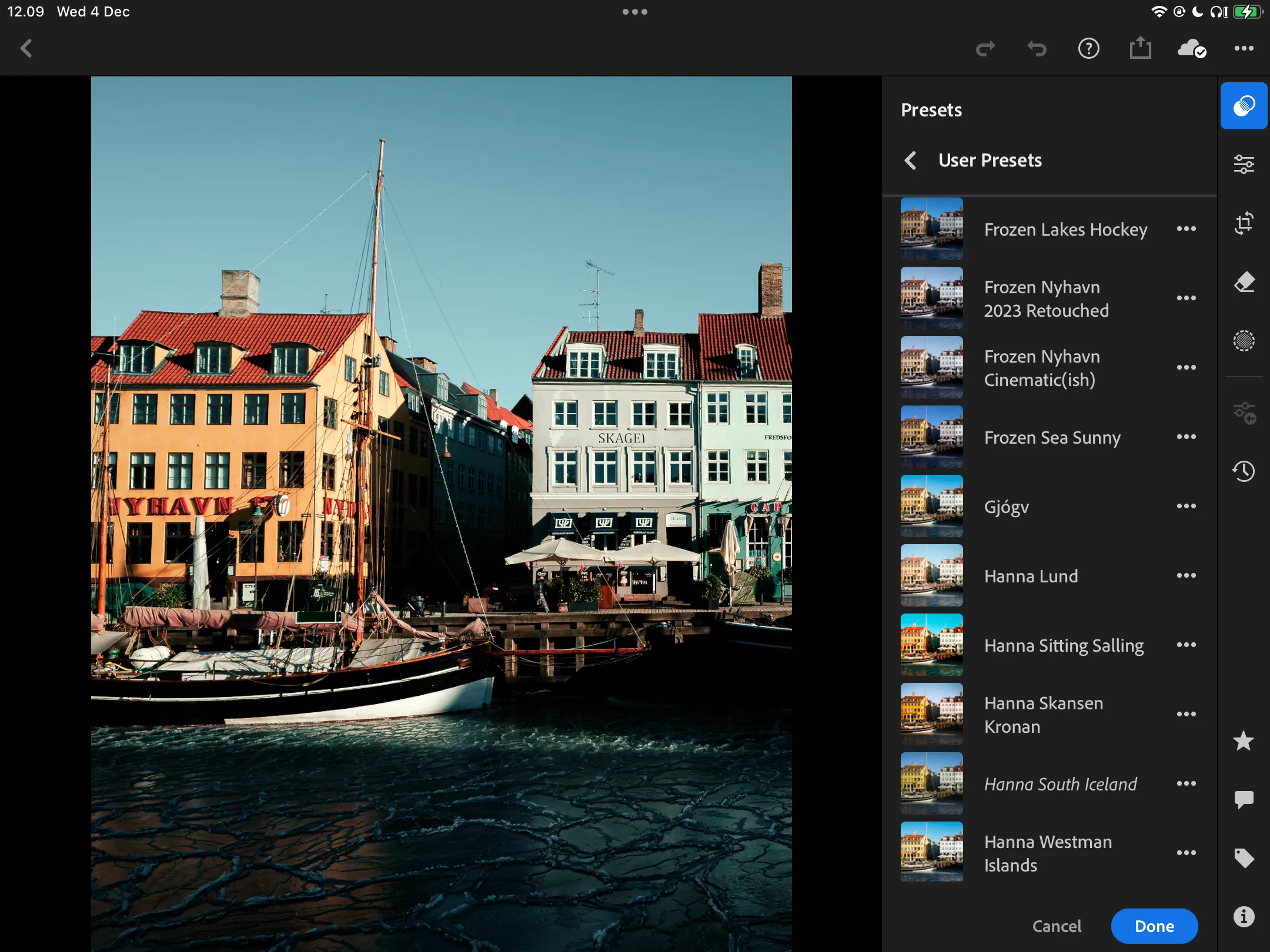 Lựa chọn các bộ lọc preset được đề xuất trong Lightroom CC trên iPad