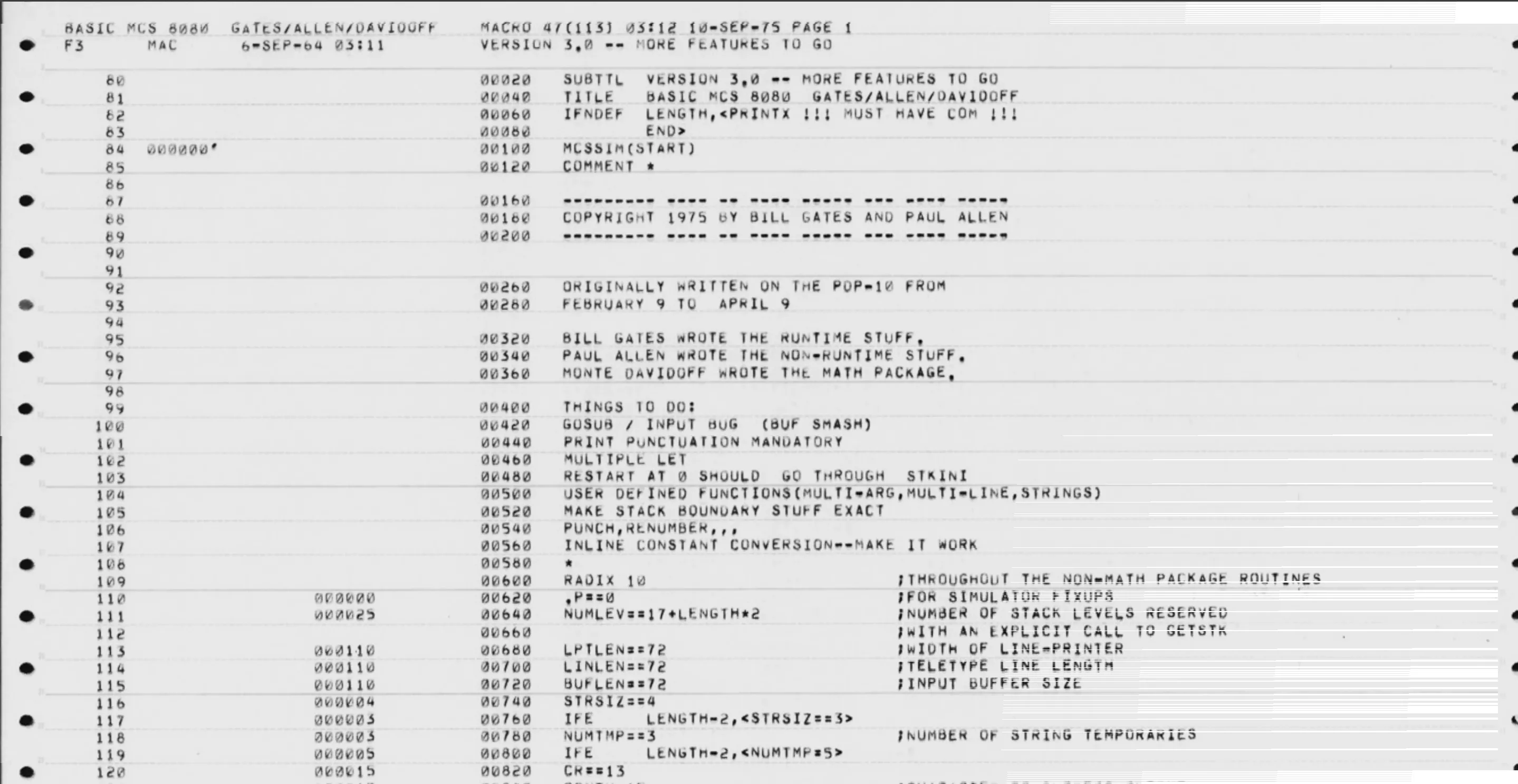 Mã nguồn Altair BASIC gốc do Bill Gates công bố, nền tảng khởi đầu của Microsoft