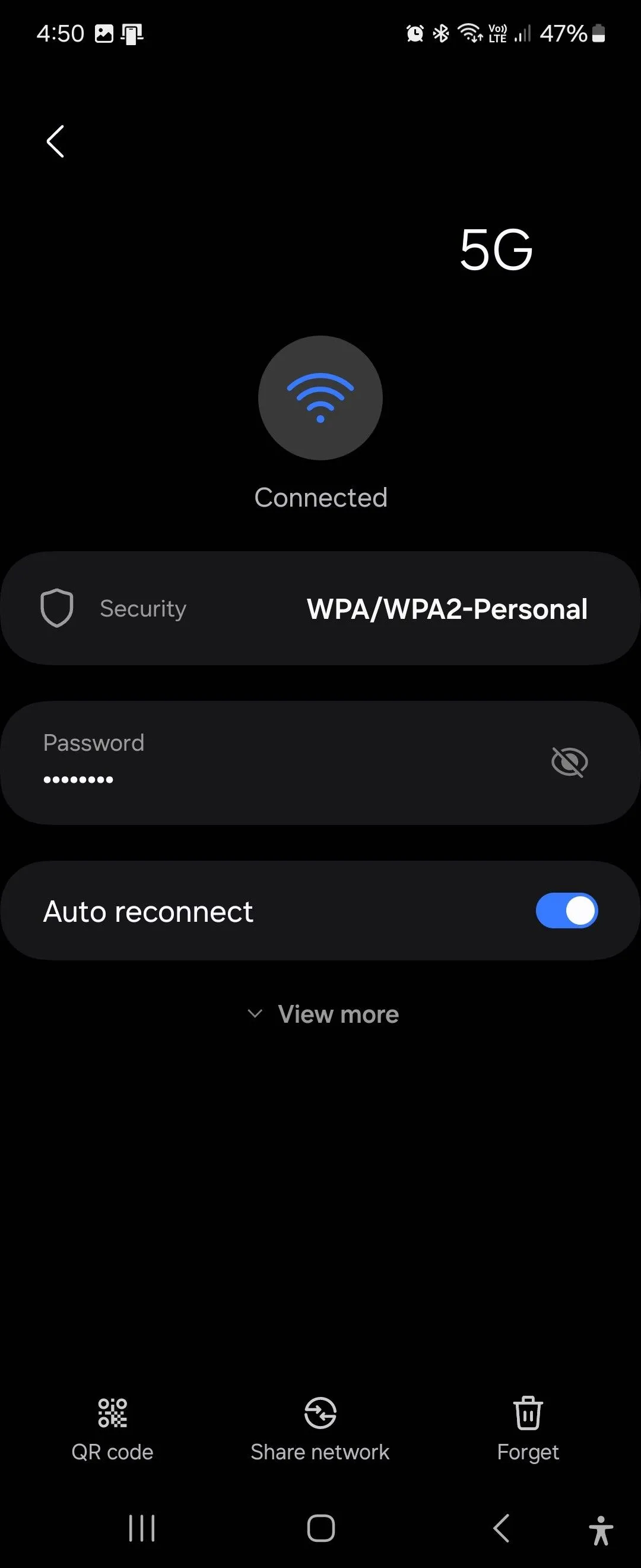 Màn hình cài đặt mạng Wi-Fi trên One UI 6.1 hiển thị tùy chọn mã QR