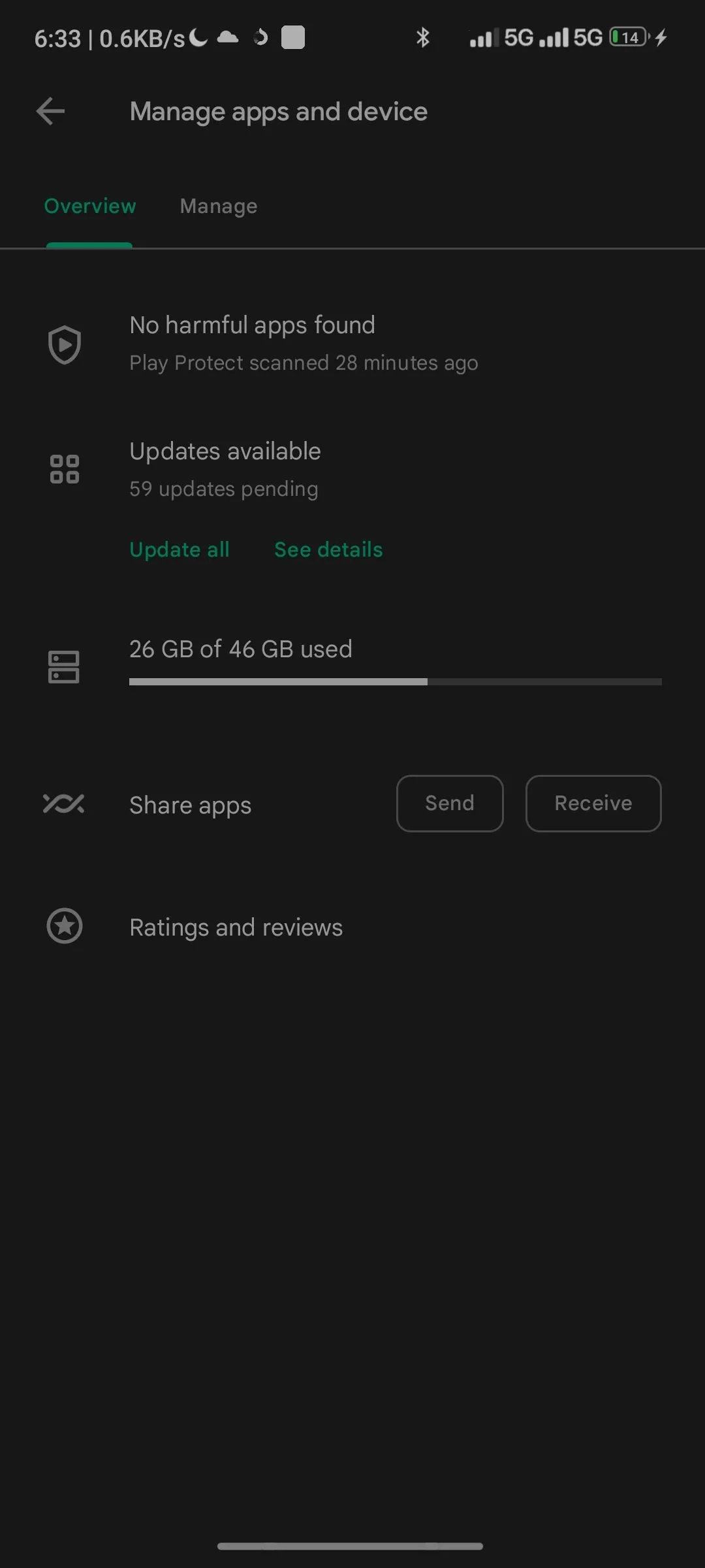 màn hình cập nhật ứng dụng trên Google Play Store Android