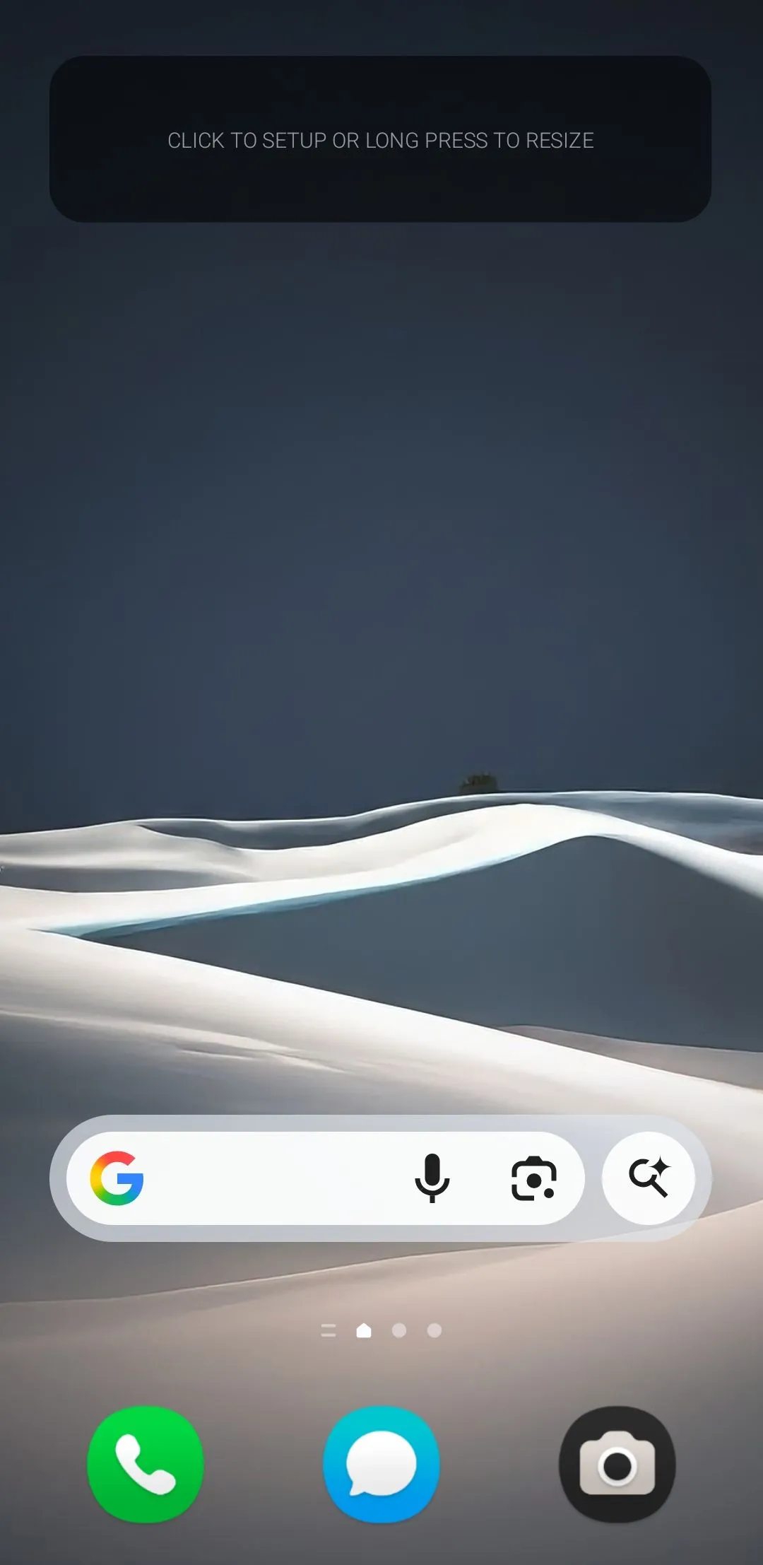 Màn hình chính điện thoại Samsung hiển thị một widget KWGT trống sẵn sàng để tùy chỉnh