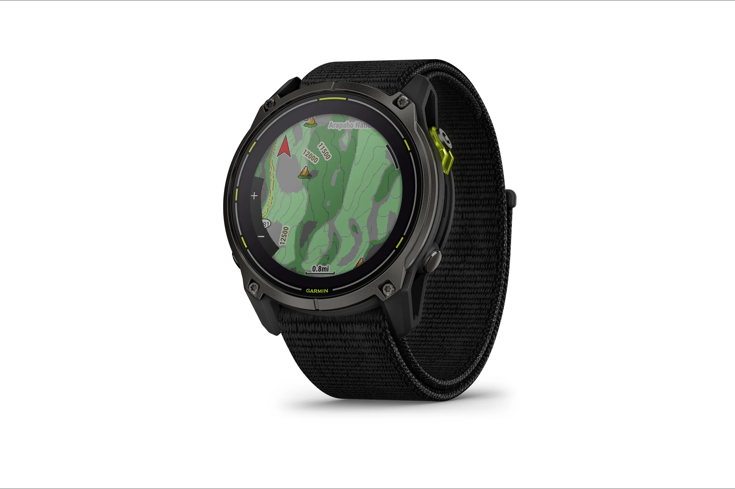 Màn hình đồng hồ Garmin Quatix 6x Solar hiển thị bản đồ GPS, thể hiện khả năng định vị và an toàn ngoài trời