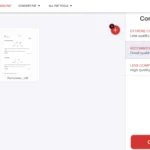 Màn hình giao diện công cụ iLovePDF với các tùy chọn mức độ nén tệp PDF